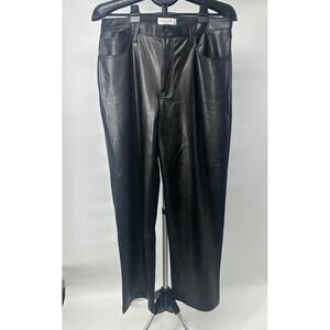 NWT Abercrombie Fitch Pants Black Vegan Leather The 90s Relaxed High Rise Sz 32L